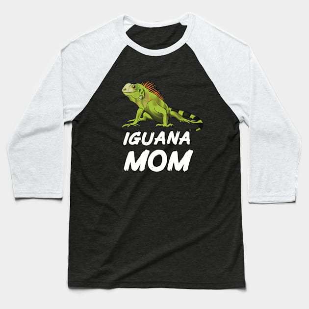 Iguana Mom for Iguana Lovers, White Baseball T-Shirt by Mochi Merch